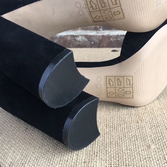 Aldo Suede Ankle Strap Block Heels - Picture 4 of 8